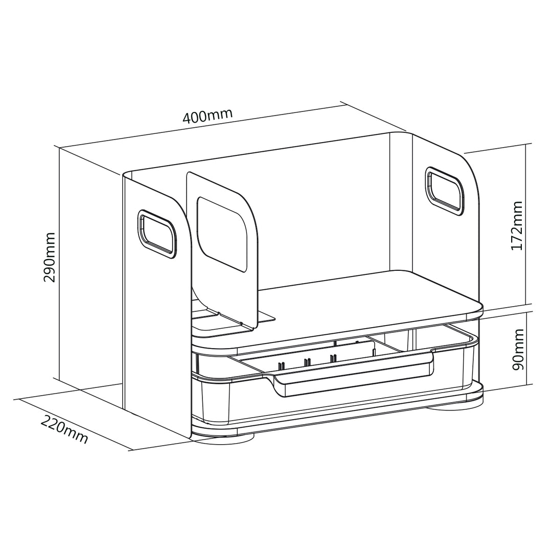 Organizador de mesa com gaveta e suporte para livros Organizador de material de escritório Bandeja até 10 kg Branco