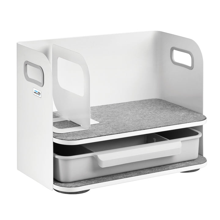 Organizador de mesa com gaveta e suporte para livros Organizador de material de escritório Bandeja até 10 kg Branco