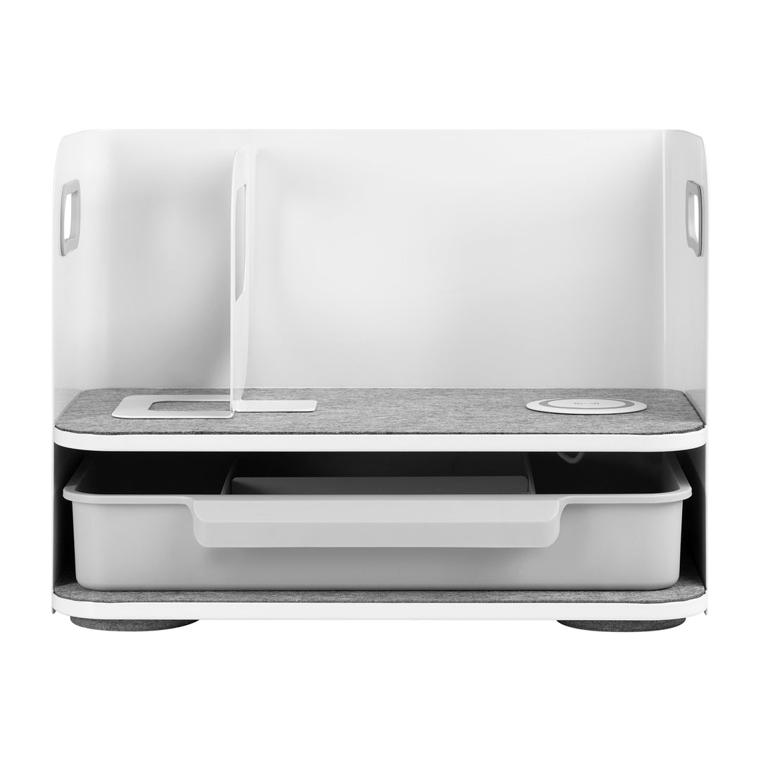 Organizador de mesa de escritório Ergo com gaveta e carregador sem fio, branco, máx. 10kg, ER-441