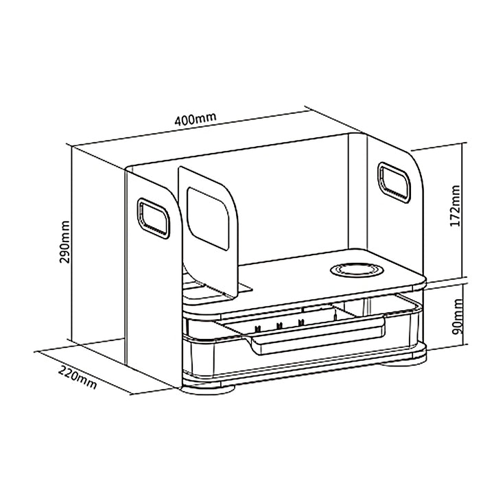 Organizador de mesa de escritório Ergo com gaveta e carregador sem fio, branco, máx. 10kg, ER-441