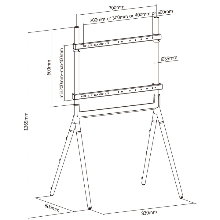 Suporte de suporte de TV universal para TV de 49-70" até 40 kg máx. VESA 600x400 Compatível com LCD LED OLED QLED Plasma Preto/Noz