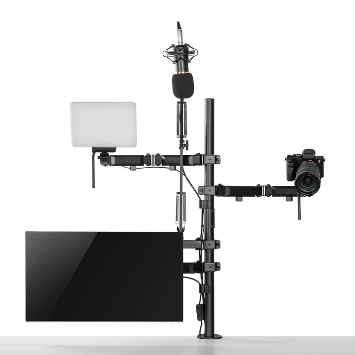 Suporte de mesa multifuncional profissional para monitores de 17-32", microfones, câmeras e luzes de tripé de estúdio VESA 75x75 100x100