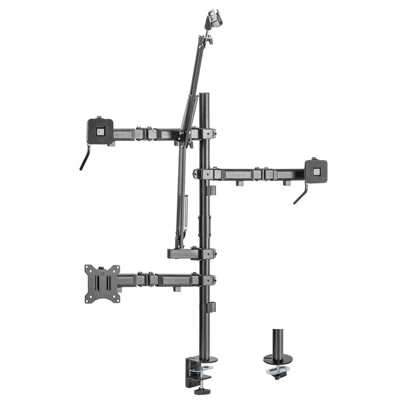 Soporte de mesa profesional todo en uno para monitores de 17-32", micrófonos, cámaras y focos para trípode de estudioVESA 75x75 100x100