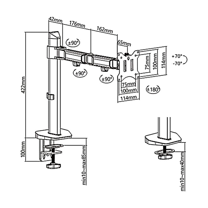 Suporte para monitor articulado Deluxe Ergo Office, 17"-32", máx. 9kg, ER-448