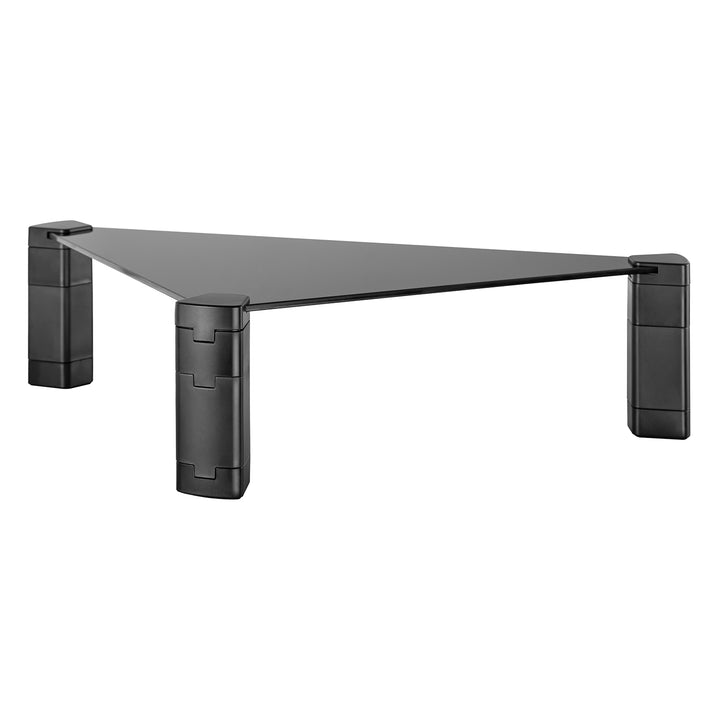 Soporte de monitor Estante esquinero Soporte de pantalla ajustable en altura Soporte de ordenador portátil Vidrio templado Elevador de monitor Soporte de monitor portátil hasta 20 kg máx. Triangular