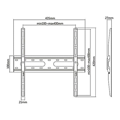 Suporte econômico para TV Maclean, máximo vesa 400x400, 32-55", 45kg, preto, MC-938