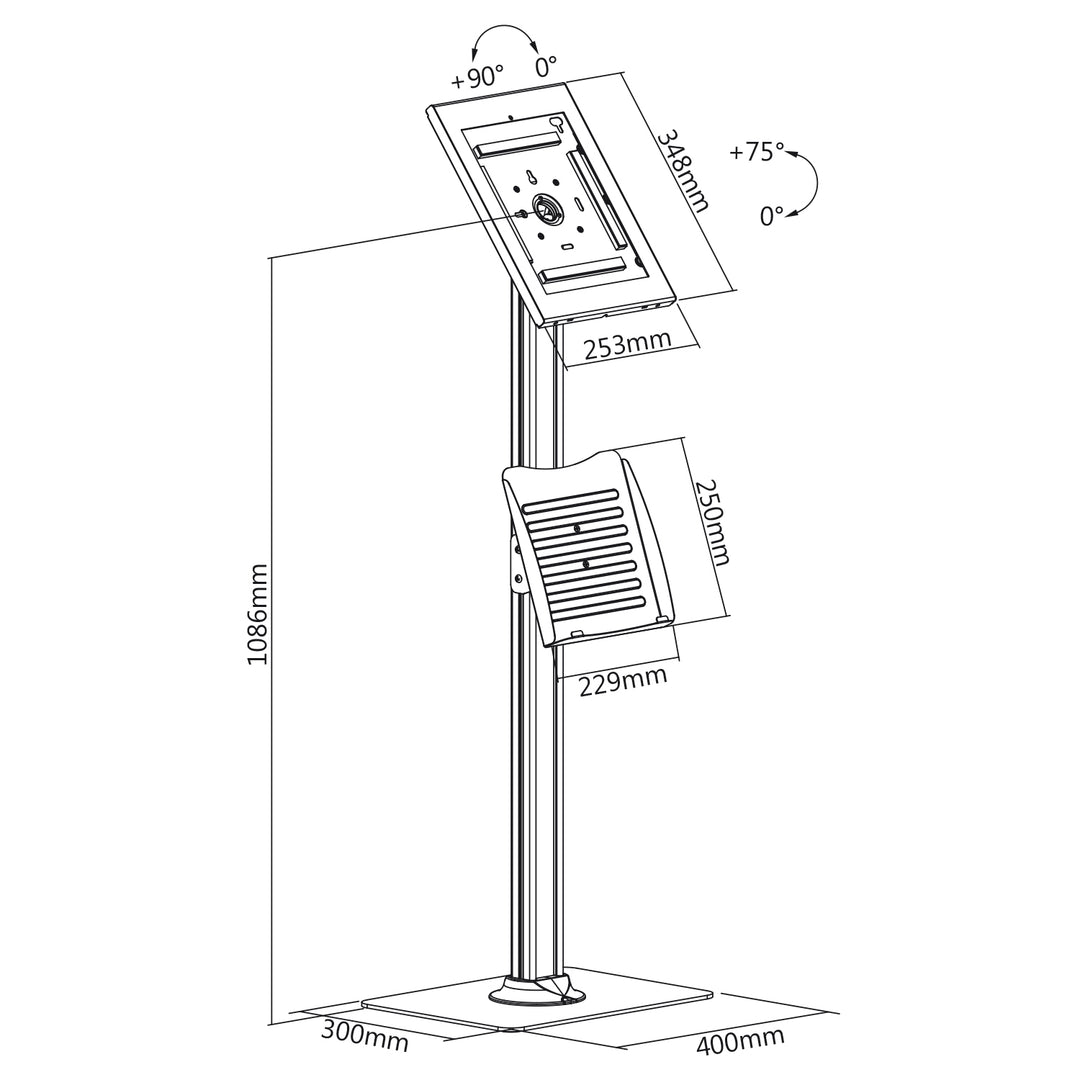 Maclean MC-867B Soporte antirrobo para tablets Sistema de bloqueo de montaje en el suelo iPad Pro (Gen 3) 12.9"