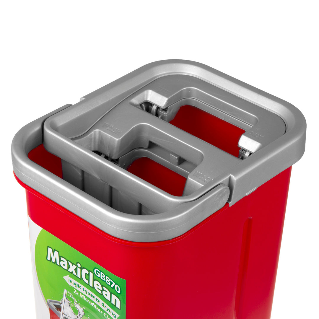 Juego de fregona plana MaxiClean con cubo de limpieza 2 en 1 Juego de mopa de 5,7 l Limpiador de suelo Fregona Limpiador del sistema de limpieza Cabezal de fregona giratorio de 360° (juego de fregona plana y cubo + 2 fundas de repuesto)