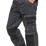Calça de trabalho, calça mecânica com bolsos e joelhos reforçados para homem HELIOS CINZENTO-PRETO Tamanho 48 (86-90)
