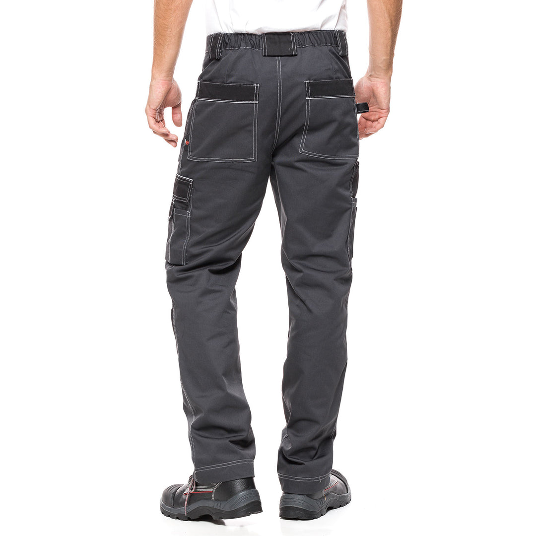 Pantalón de trabajo, pantalones de mecánico con bolsillos y rodillas reforzadas para hombre HELIOS GRIS-NEGRO Talla 50 (90-94)