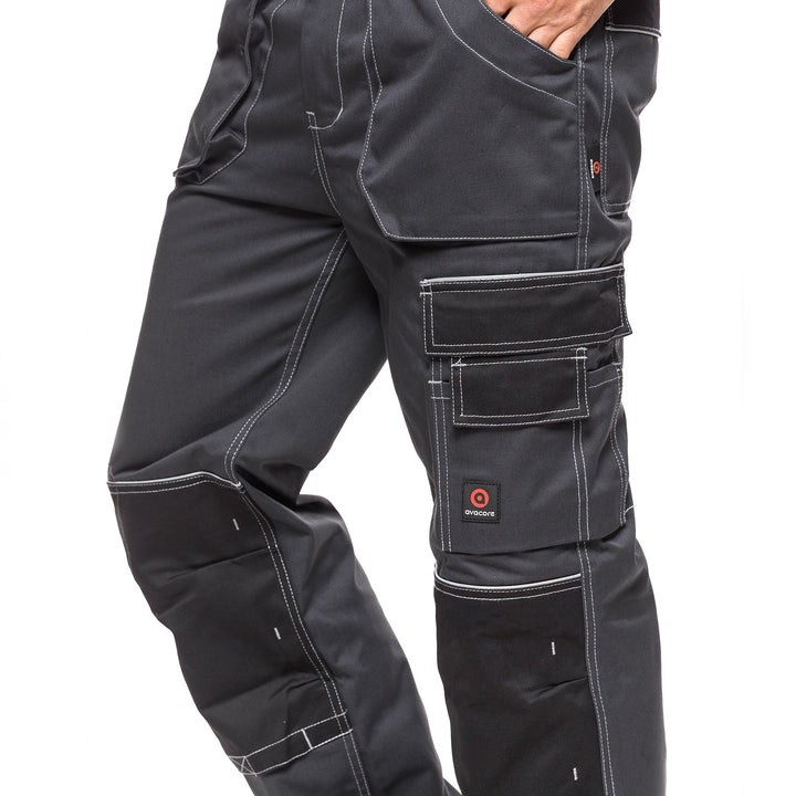 Calça de trabalho, calça mecânica com bolsos e joelhos reforçados para homem HELIOS CINZENTO-PRETO CALÇAS Tamanho 52 (94-98)