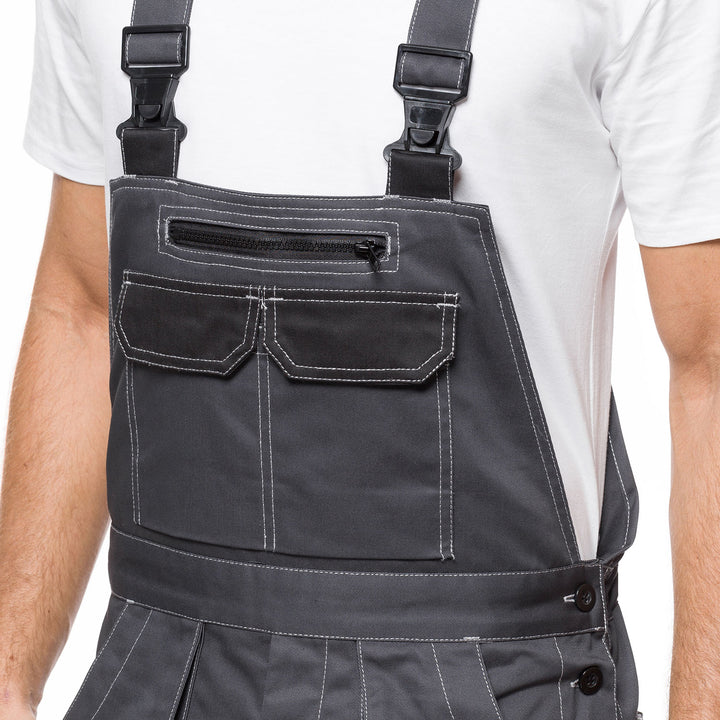 Macacão de trabalho masculino tamanho 48 (86-90) HELIOS GREY-BLACK BIB