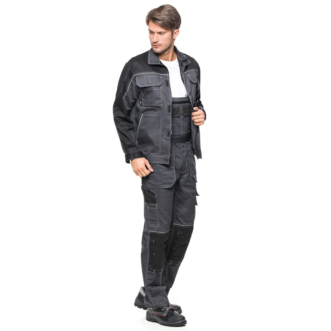 Peto de trabajo para hombre talla 52 (94-98) BABERO HELIOS GRIS-NEGRO