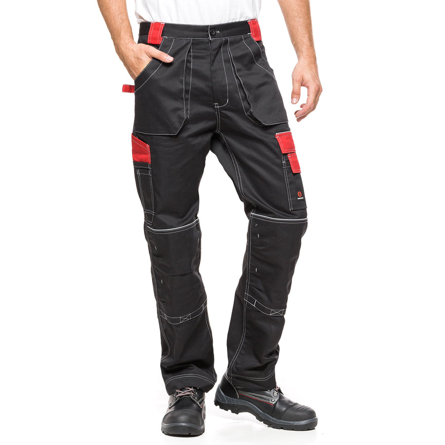Calça de trabalho tamanho 52 (94-98) HELIOS PRETO / VERMELHO