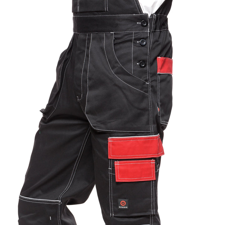 Peto con bolsillos multifuncionales pantalón de trabajo pantalón de hombre Negro/Rojo 280g/m² NEGRO Y ROJO Talla 48 (86-90)