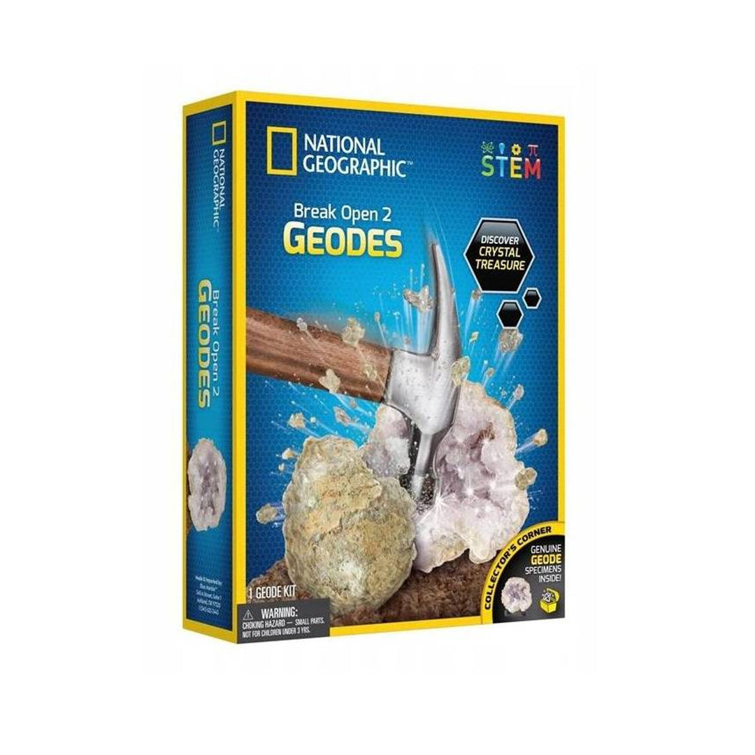 Conjunto National Geographic - Divisão de dois geodos (quebre seu próprio geodo)