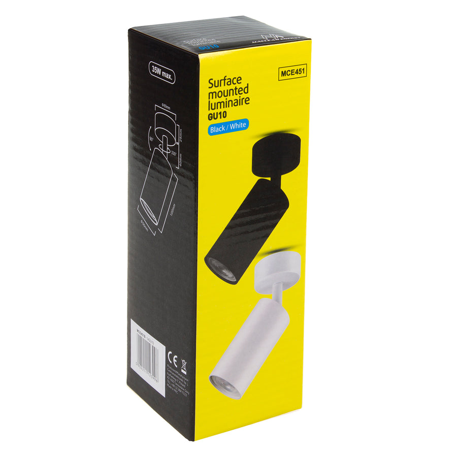 Lámpara de techo/pared Maclean, spot, móvil, aluminio, 1xGU10, 55x100mm, negro mate, MCE451 B