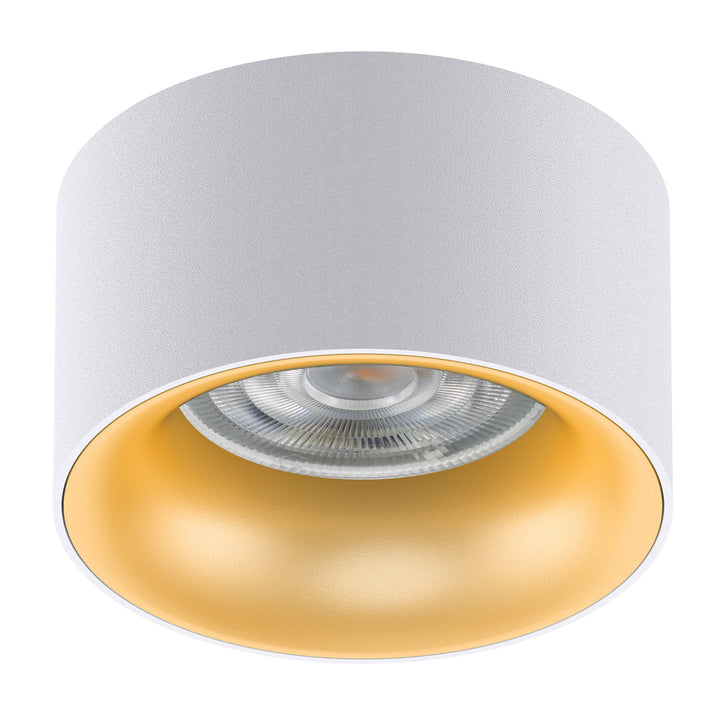 Candeeiro de embutir no teto com casquilho GU5.3 MR16 para lâmpadas LED e halógenas até 35W 70x40mm Foco embutido em alumínio redondo refletor branco/dourado