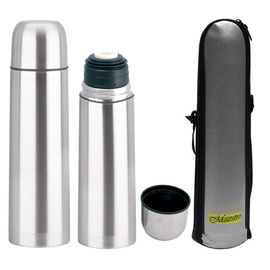 Garrafa isolada em aço inoxidável com copo e bolsa de transporte para bebidas quentes ou frias (750ml)
