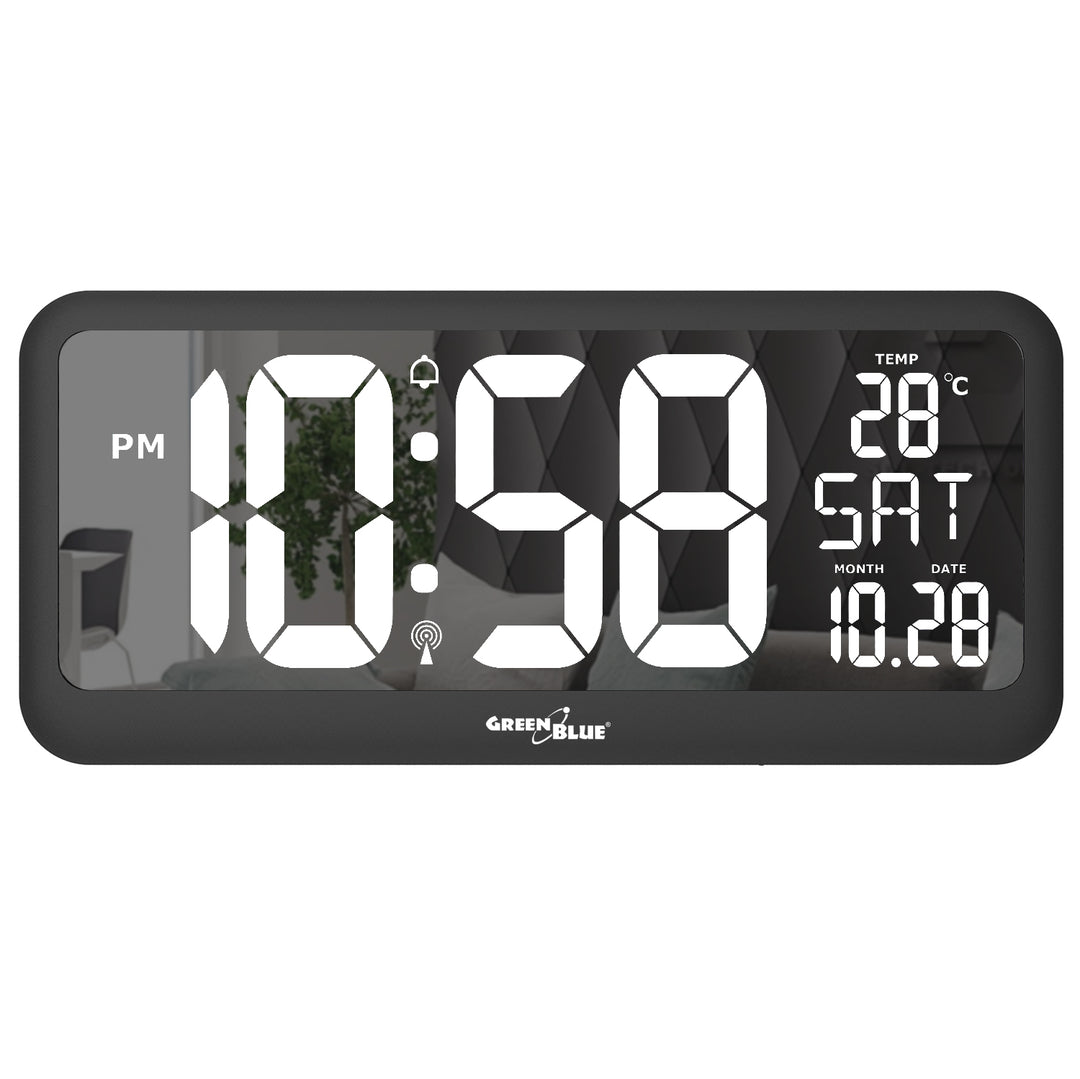 Reloj Digital Grande con Sensor de Temperatura Pantalla LED 37x17cm Alarma Reloj de Mesa o de Pared Alimentación por Cable o Pilas