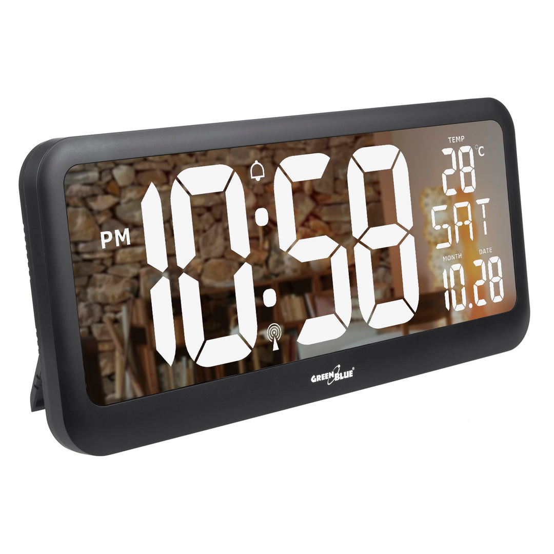 Reloj Digital Grande con Sensor de Temperatura Pantalla LED 37x17cm Alarma Reloj de Mesa o de Pared Alimentación por Cable o Pilas