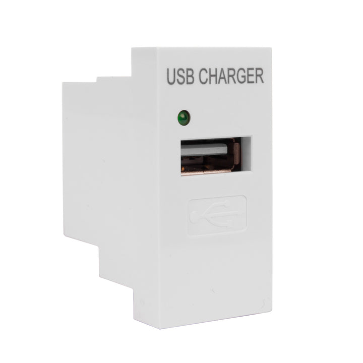 Toma USB Maclean con cargador, simple, 1A, blanco, MCE727W