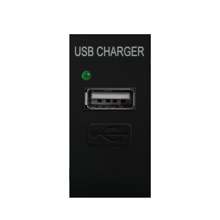 Tomada USB Maclean com carregador, simples, 1A, preta, MCE727B