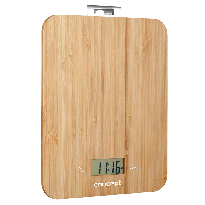 Balança digital de cozinha Concept VK5713 - Bambu - Relógio cronômetro de 15kg Design em bambu máx. 15kg com gancho para pendurar