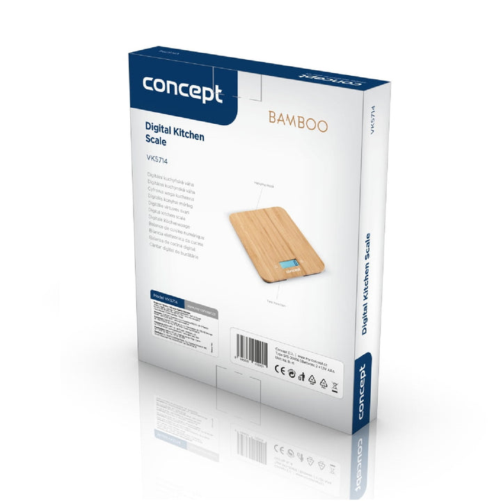 Balança digital de cozinha Concept VK5713 - Bambu - Relógio cronômetro de 15kg Design em bambu máx. 15kg com gancho para pendurar