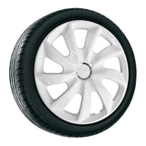 NRM Stig 14" Calotas de roda Capas de roda - Conjunto completo de 4 peças - Branco - 14" polegadas