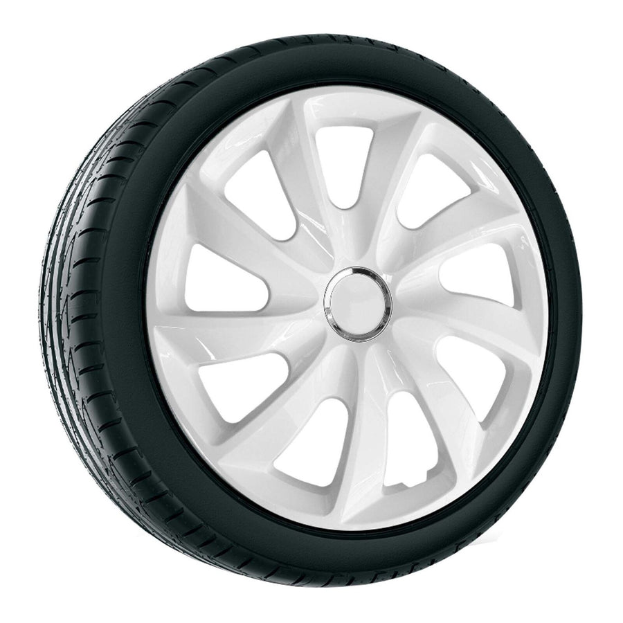 NRM Stig 14" Calotas de roda Capas de roda - Conjunto completo de 4 peças - Branco - 14" polegadas