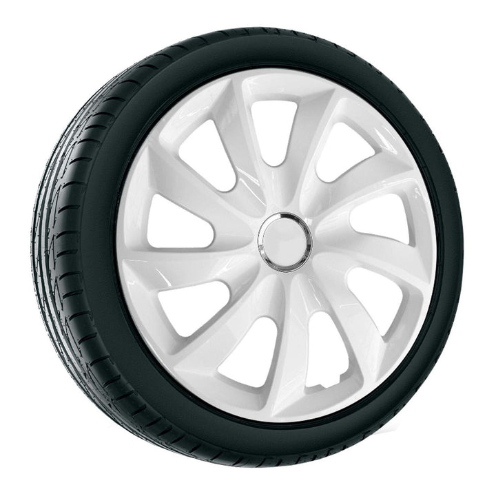 NRM Stig 16" Calotas de roda Capas de roda - Conjunto completo de 4 peças - Branco - 16" polegadas