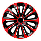 NRM Extra Strong 15” Tapacubos Cubiertas de rueda Cubiertas de rueda - Juego completo de 4 piezas - Negro/Rojo - 15" pulgadas