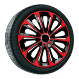 NRM Extra Strong 16" Calotas de roda Capas de roda - Conjunto completo de 4 peças - Preto/Vermelho - 16" polegadas
