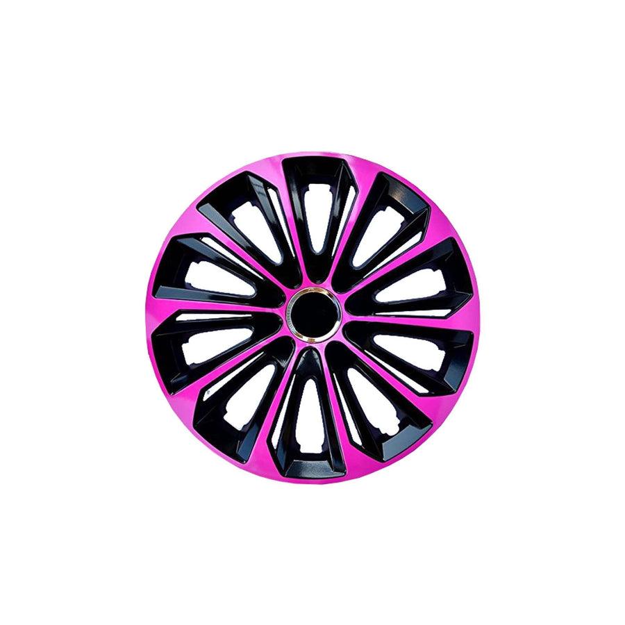 NRM Extra Strong 14” Tapacubos Cubiertas de rueda Cubiertas de rueda - Juego completo de 4 piezas - Negro/Rosa - 14" pulgadas