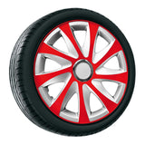 Guarnições das rodas Guarnições das rodas - Conjunto completo de 4 peças - NRM Drift Extra - Vermelho/Prata - 14" polegadas