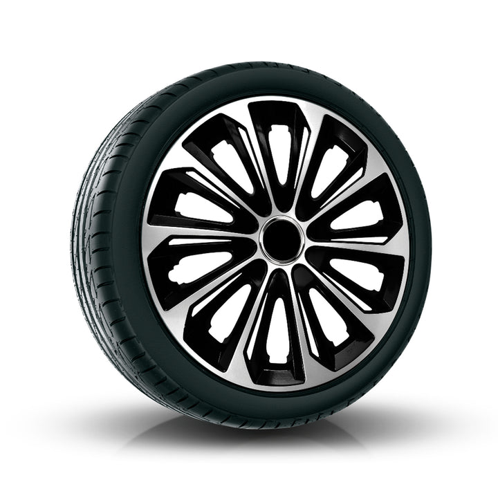 Calotas 16" NRM EXTRA STRONG SILVER PRETO prata/preto 4 unid.