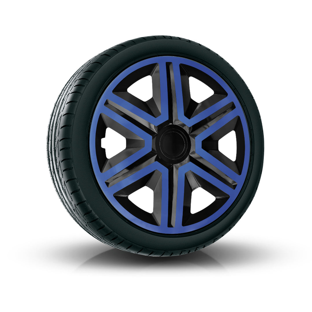 NRM Doublecolour Blue/Black 16" Juego de 4 piezas de tapacubos de rueda 16" BlueBlack