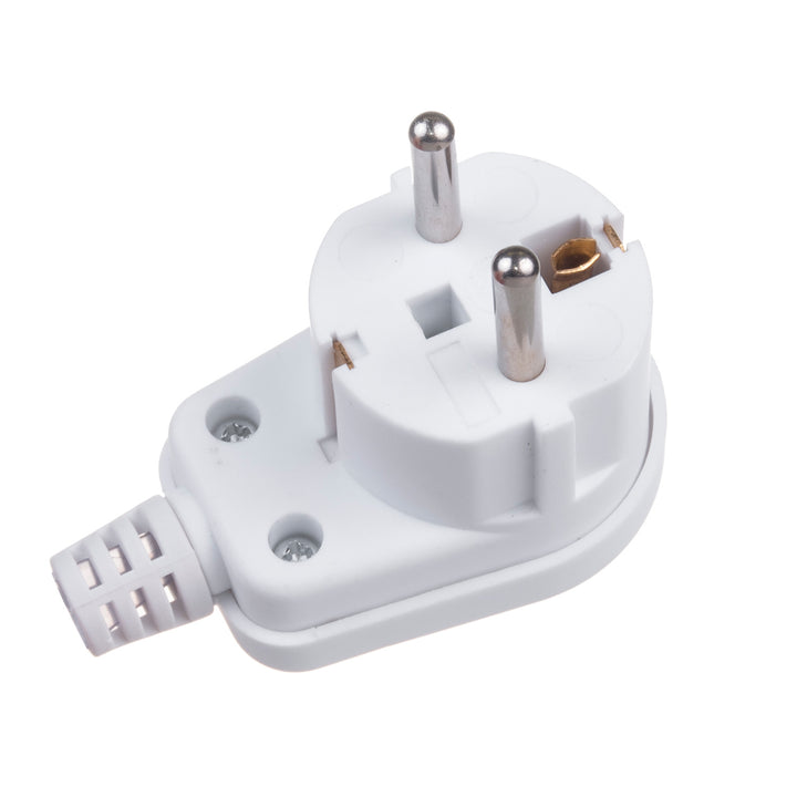 Plugue de contato de aterramento Uni-Schuko Plugue angular Uni Schuko 16A 250V Plástico Branco