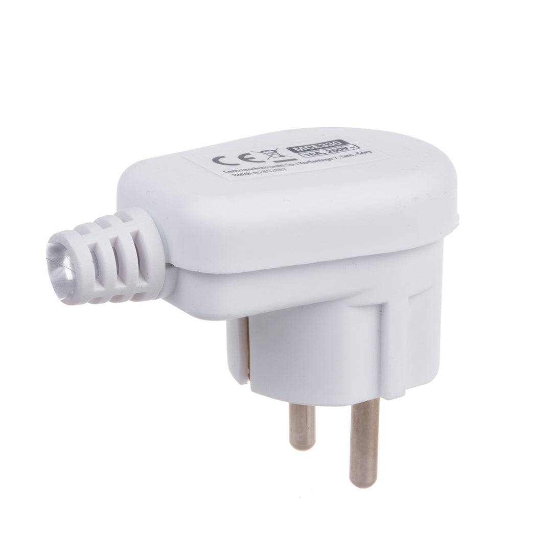 Enchufe de contacto de puesta a tierra Enchufe angular Uni-Schuko Enchufe Uni Schuko 16A 250V Plástico Blanco