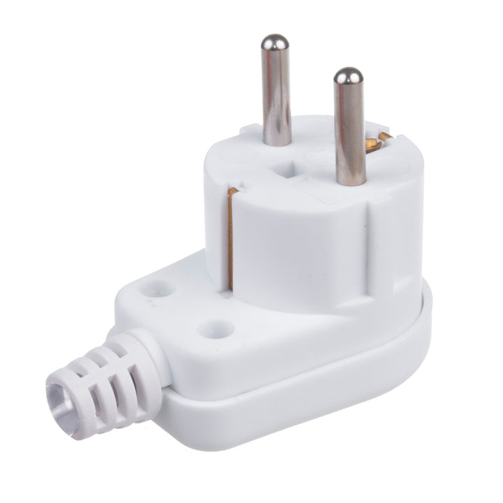 Plugue de contato de aterramento Uni-Schuko Plugue angular Uni Schuko 16A 250V Plástico Branco