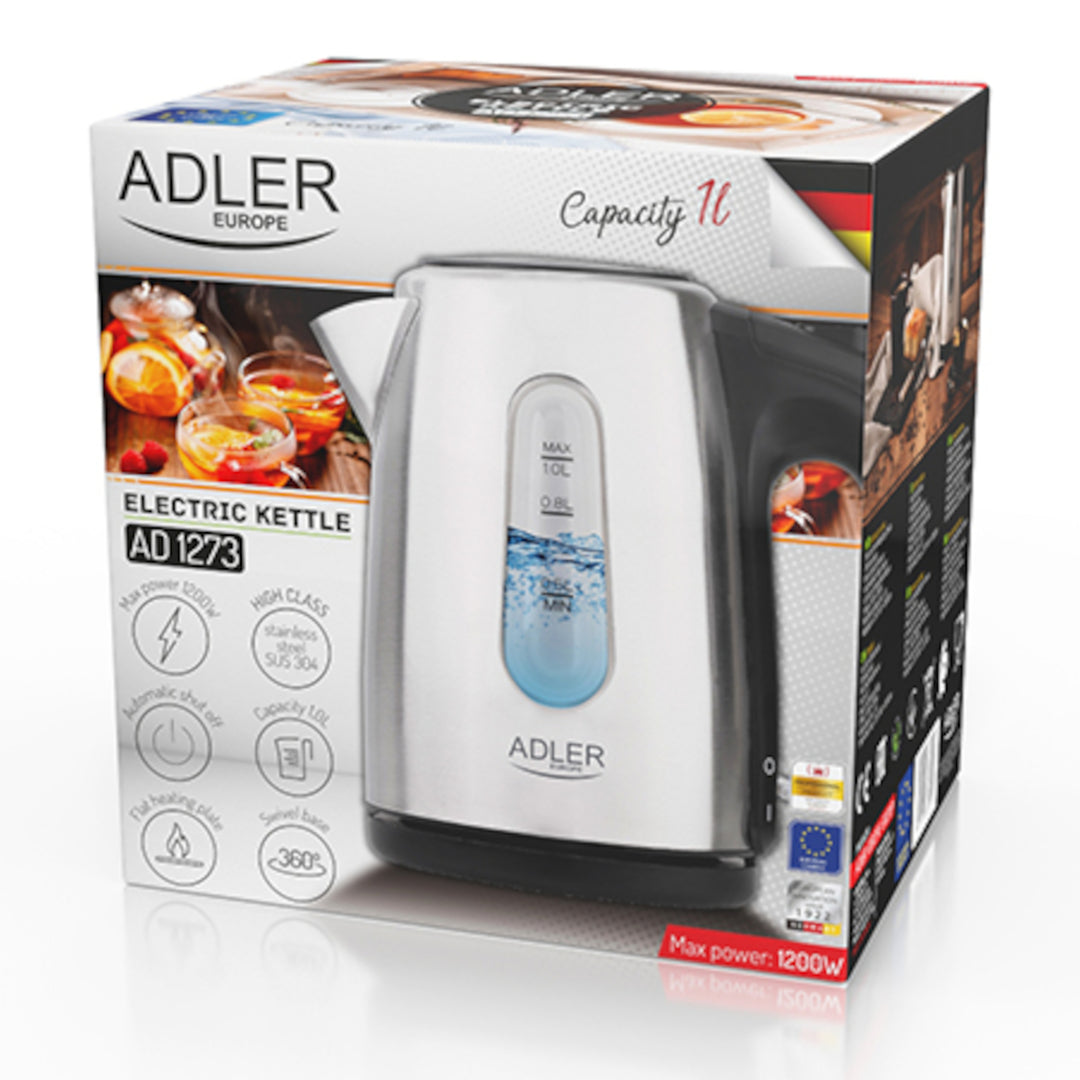 Chaleira metálica Adler AD1273 com capacidade de 1 litro e 1200 watts 1273, aço inoxidável