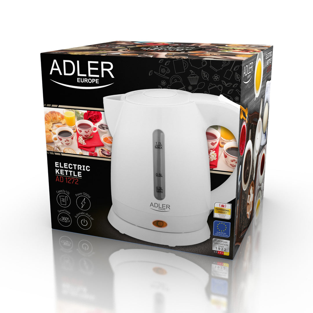 Chaleira plástica 1.0L 1600W Adler AD 1272 branca