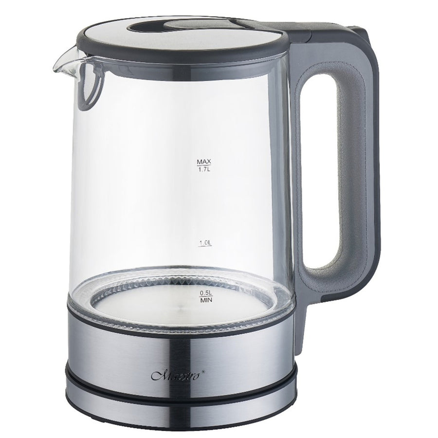 Chaleira elétrica de vidro com luz interna 1,7L Base de 360 ​​graus Desligamento automático Filtro anti-calcário Indicador de nível de água 220-240V, ~50Hz, 2200W