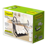 Escorredor de louça com 2 prateleiras Escorredor de louça com base de vidro e porta talheres Preto (53cm)