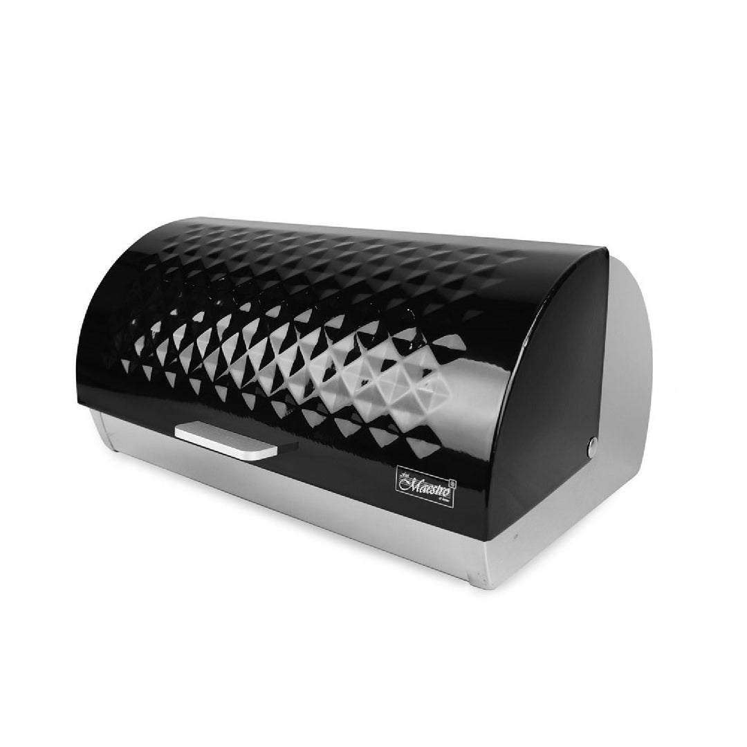 Maestro MR-1676BL Recipiente para Pão Caixa para Pão com Tampa Deslizante Design Elegante Recipiente para Pão em Aço Inoxidável