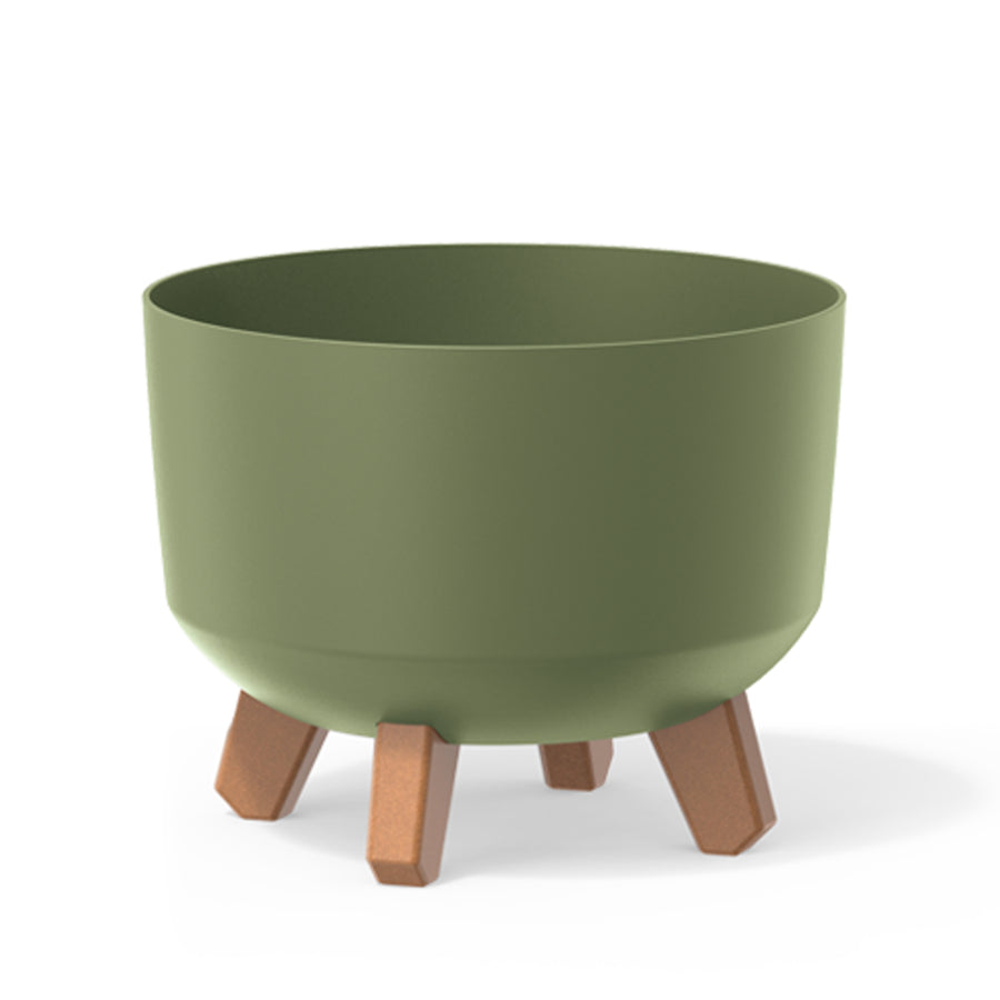 Gracia Maceta Estándar con Patas Desmontables incl. Inserto para uso interior y exterior Jardinera Plástico Redonda (238mm, Verde )