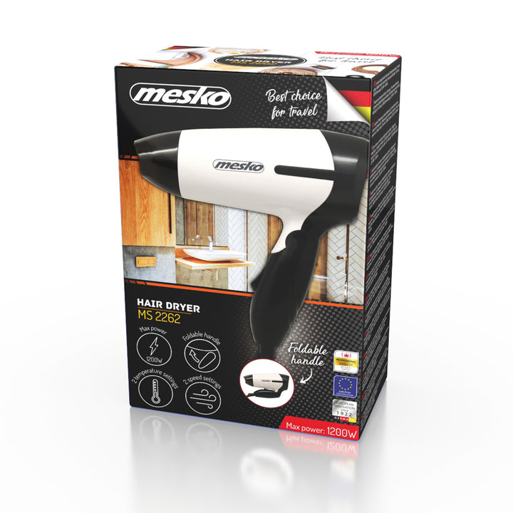 Secador de viagem Mesko MS 2262 com alça dobrável 1000W