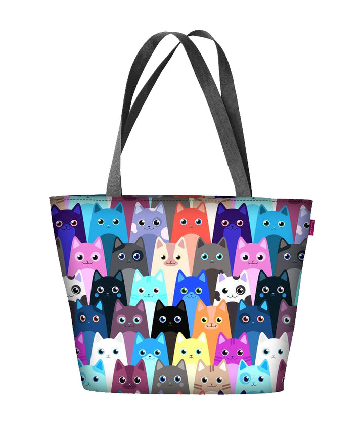 Bolsa de ombro Holi com zíper para mulheres, adequada para bolsa de transporte A4 com motivo Meow