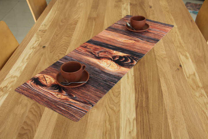 Camino de Mesa Cinta de Fieltro con Patrón Decoración de Mesa Fácil Cuidado 95 x 33 cm Madera